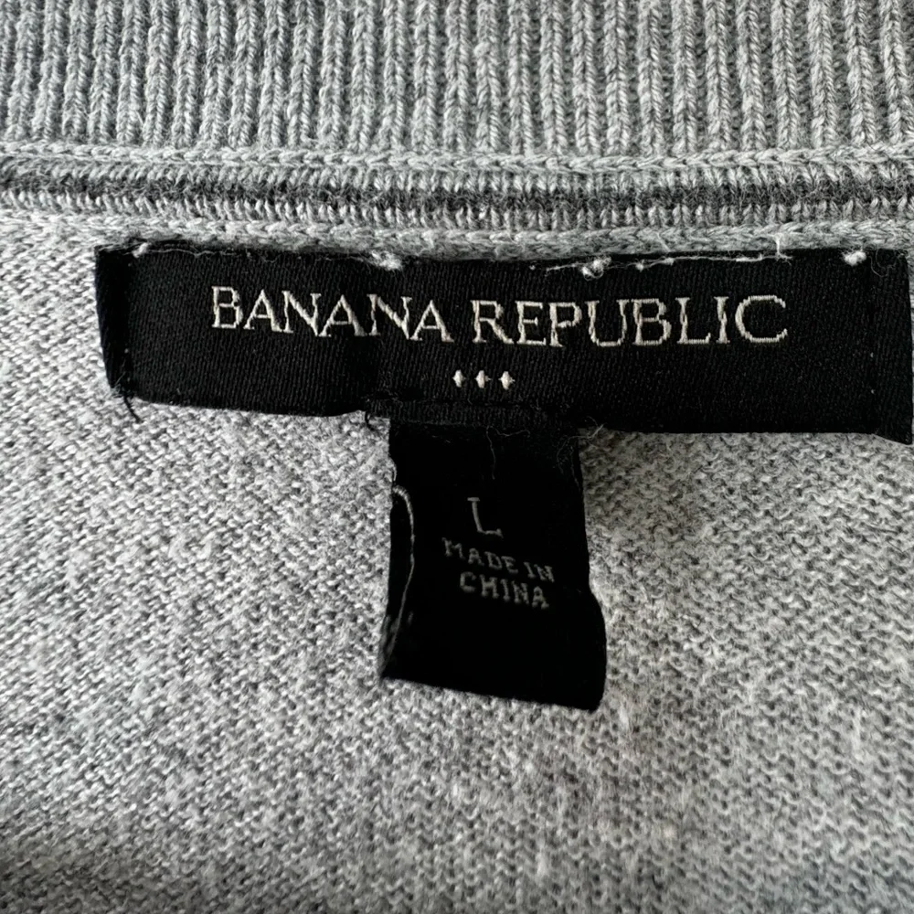 BANANA REPUBLIC Sweater Men Large L Cotton&Viscosa Pullover Light Gray Jersey